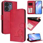 For BLU View 5 Litter Panda Embossing RFID Leather Phone Case with Lanyard(Rose Red)