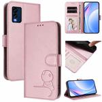For BLU View Speed 5G B1550VL Litter Panda Embossing RFID Leather Phone Case with Lanyard(Pink)