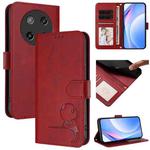 For Coolpad C16 Litter Panda Embossing RFID Leather Phone Case with Lanyard(Wine Red)