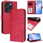 For Coolpad X100 Litter Panda Embossing RFID Leather Phone Case with Lanyard(Rose Red)