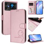 For Cubot A20 Litter Panda Embossing RFID Leather Phone Case with Lanyard(Pink)