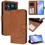 For Cubot A20 Litter Panda Embossing RFID Leather Phone Case with Lanyard(Brown)