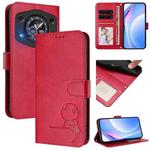 For Cubot A30 Litter Panda Embossing RFID Leather Phone Case with Lanyard(Rose Red)