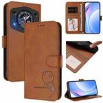 For Cubot A30 Litter Panda Embossing RFID Leather Phone Case with Lanyard(Brown)