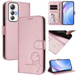 For Cubot Max 5 Litter Panda Embossing RFID Leather Phone Case with Lanyard(Pink)