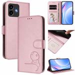 For Cubot Note 40 Litter Panda Embossing RFID Leather Phone Case with Lanyard(Pink)