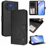 For Doogee Note 59 / Note 59 Pro Litter Panda Embossing RFID Leather Phone Case with Lanyard(Black)