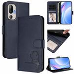 For HTC U24 Pro Litter Panda Embossing RFID Leather Phone Case with Lanyard(Blue)