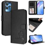 For Oukitel C32 Litter Panda Embossing RFID Leather Phone Case with Lanyard(Black)