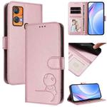 For Oukitel C33 Litter Panda Embossing RFID Leather Phone Case with Lanyard(Pink)