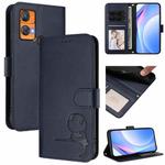 For Oukitel C33 Litter Panda Embossing RFID Leather Phone Case with Lanyard(Blue)