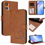 For Oukitel C33 Litter Panda Embossing RFID Leather Phone Case with Lanyard(Brown)