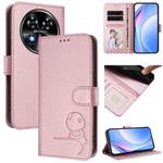 For Oukitel C37 Litter Panda Embossing RFID Leather Phone Case with Lanyard(Pink)