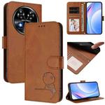 For Oukitel C37 Litter Panda Embossing RFID Leather Phone Case with Lanyard(Brown)