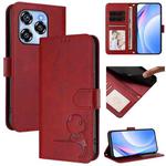 For Oukitel C50 Litter Panda Embossing RFID Leather Phone Case with Lanyard(Wine Red)