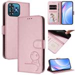 For Oukitel C53 Litter Panda Embossing RFID Leather Phone Case with Lanyard(Pink)