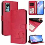 For Ulefone Note 14 Litter Panda Embossing RFID Leather Phone Case with Lanyard(Rose Red)