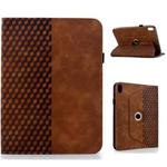 For iPad mini 2024 / mini 6 Rotatable Rhombus Embossed Smart Leather Tablet Case(Brown)
