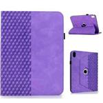 For iPad mini 2024 / mini 6 Rotatable Rhombus Embossed Smart Leather Tablet Case(Purple)