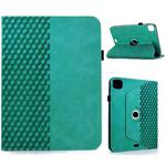 For iPad Air 11 2024 / 2025 Rotatable Rhombus Embossed Smart Leather Tablet Case(Light Blue)