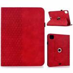 For iPad Air 11 2024 / 2025 Rotatable Rhombus Embossed Smart Leather Tablet Case(Red)
