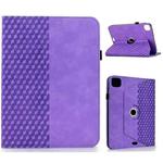 For iPad Air 11 2024 / 2025 Rotatable Rhombus Embossed Smart Leather Tablet Case(Purple)