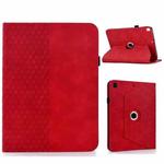 For Samsung Galaxy Tab S6 Lite 2024 Rotatable Rhombus Embossed Smart Leather Tablet Case(Red)