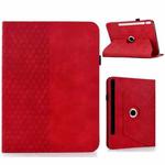For Samsung Galaxy Tab S10 FE / S9 Rotatable Rhombus Embossed Smart Leather Tablet Case(Red)