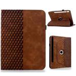 For Samsung Galaxy Tab S9 FE+ / S9+ Rotatable Rhombus Embossed Smart Leather Tablet Case(Brown)