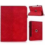 For Samsung Galaxy Tab S9 FE+ / S9+ Rotatable Rhombus Embossed Smart Leather Tablet Case(Red)