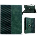 For Samsung Galaxy Tab S9 FE+ / S9+ Rotatable Rhombus Embossed Smart Leather Tablet Case(Green)