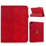 For Samsung Galaxy Tab A9+ Rotatable Rhombus Embossed Smart Leather Tablet Case(Red)