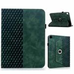 For Samsung Galaxy Tab A9+ Rotatable Rhombus Embossed Smart Leather Tablet Case(Green)