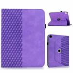 For Samsung Galaxy Tab A9+ Rotatable Rhombus Embossed Smart Leather Tablet Case(Purple)