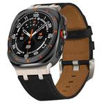 For Samsung Galaxy Watch8 / Watch8 Classic Crazy Horse Leather Watch Band(Black Titanium)
