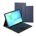 For Samsung Galaxy Tab S10 FE+ PST-X620 Touchpad Backlight Bluetooth Keyboard Leather Tablet Case(Dark Blue)