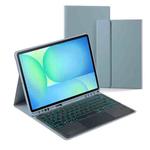 For Samsung Galaxy Tab S10 FE+ PST-X620 Touchpad Backlight Bluetooth Keyboard Leather Tablet Case(Misky Blue)