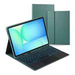 For Samsung Galaxy Tab S10 FE+ PST-X620 Touchpad Backlight Bluetooth Keyboard Leather Tablet Case(Dark Green)