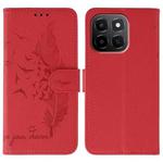 For Honor X6c 4G Feather Pattern Litchi Texture Leather Phone Case(Red)