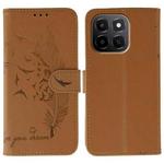 For Honor X6c 4G Feather Pattern Litchi Texture Leather Phone Case(Brown)