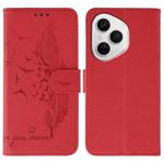 For Honor 400 Pro Global 160.8mm Feather Pattern Litchi Texture Leather Phone Case(Red)