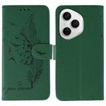 For Honor 400 Pro Global 160.8mm Feather Pattern Litchi Texture Leather Phone Case(Green)
