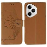 For Honor 400 Pro Global 160.8mm Feather Pattern Litchi Texture Leather Phone Case(Brown)