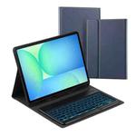 For Samsung Galaxy Tab S10 FE+ PSD-X620 Backlight Bluetooth Keyboard Leather Tablet Case(Dark Blue)