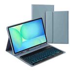 For Samsung Galaxy Tab S10 FE+ PSD-X620 Backlight Bluetooth Keyboard Leather Tablet Case(Misky Blue)
