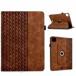For iPad Air 11 2024 / 2025 Rotatable Building Blocks Embossed Smart Leather Tablet Case(Brown)
