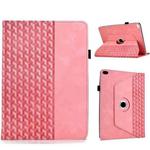 For iPad 9.7 2018 / 2017 / Air 2 / 1 Rotatable Building Blocks Embossed Smart Leather Tablet Case(Pink)
