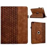 For iPad 9.7 2018 / 2017 / Air 2 / 1 Rotatable Building Blocks Embossed Smart Leather Tablet Case(Brown)