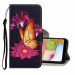 For Samsung Galaxy M11 / A11 Coloured Drawing Pattern Horizontal Flip PU Leather Case with Holder & Card Slots & Wallet & Lanyard(Big Golden Butterfly)