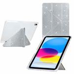 For iPad 2025 / 2022 Y-Fold Clear Acrylic Glitter Smart Leather Tablet Case(Silver)